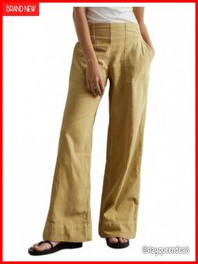 Womens Mid Rise Wide Leg Pull-On Jeans Smocked Waist Baggy Denim Pants